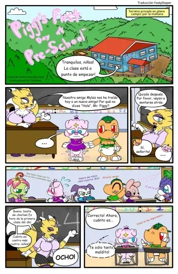 [LifeWithHajime] El Primer Día Preescolar de Piggy //Parte 1// (Comic ABDL +18) manga cover