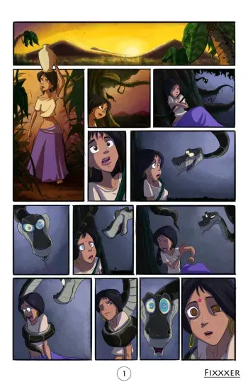 [Fixxxer] Shanti and Kaa (The Jungle Book) manga cover
