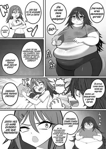 A fat older sister on a diet and a younger sister who awakens to fattening manga cover