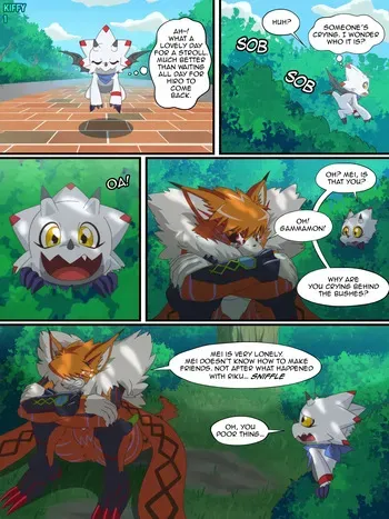 [Kiffy] Gammamon x Meicrackmon: Friends with BENEFITS. (Digimon Ghost Game) manga cover