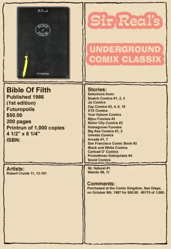 [Robert Crumb] Bible Of Filth manga cover