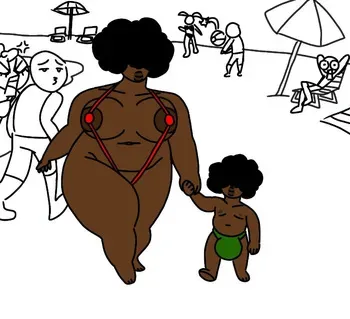 ebony mother and son on the beach manga cover