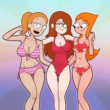 [Various Artists] Summer x Wendy x Candace (Rick & Morty//Gravity Falls//Phineas & Ferb) manga cover
