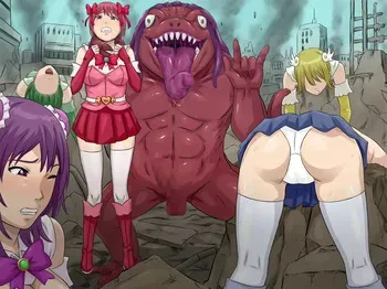 [EJIGEN] Shūkaku no koku ~ nikuyoku ni ueta kaijin-tachi ni kui chirakasa rete iku henshin hiroin-tachi ~ manga cover