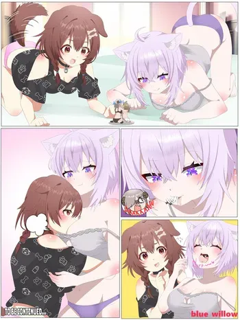 [blue_willow] Nekomata Okayu and Inugami Korone manga cover