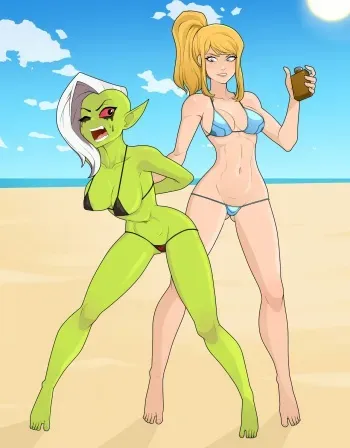 Samus on the Beach Babe Bounty-Hunt (Rodjim X AnoneySnufftan) manga cover