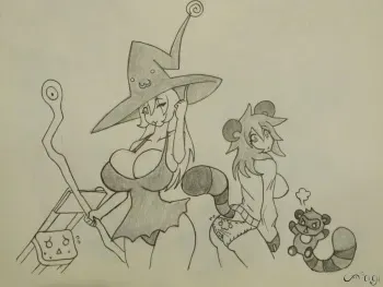 Loli the Witch and Nuki the Tanooki Girl transformation art by UnagiTakanashi manga cover