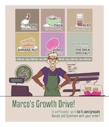 [whatinsomnia] KO-FI GROWTH DRIVE - Marco the Gro-Café Barista manga cover