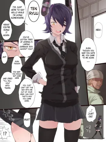 [Terasu] Teitoku ga Shiranai Tokoro de Yarichin Seibishi to no Uwaki Sex ni Dohamari Shita KanColle no Tenryuu | While admiral doesn't know it, Tenryuu is having NTR sex with an engineer. (Kantai Collection -Kancolle-) [English] manga cover