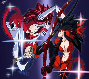 [strangermen/Unkoshin] The ssj4 forms of Satsuki and Ryuko (crossover kill la kill/ dragon ball) manga cover
