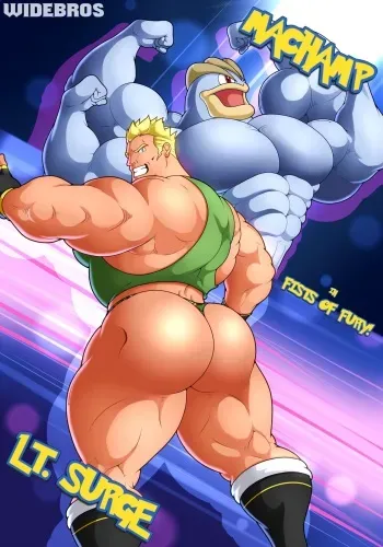 Machamp in fists of fury! with LT. Surge manga cover
