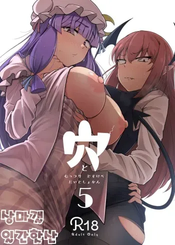 [Jikahatsudensho (flanvia)] Ana to Muttsuri Dosukebe Daitoshokan 5 | 구멍과 무뚝뚝한 개변태 대도서관 5 (Touhou Project) manga cover