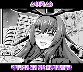 [Ankoman] Scathach Shishou, Gyaku Bunny Sugata de Kusogaki ni Houshi Suru | 스카사하 스승, 역바니걸이 되어 망할 꼬맹이에게 봉사 (Fate/Grand Order) [Korean] [Decensored] manga cover