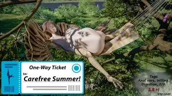 Vore comic "One-way ticket to Carefree Summer" manga cover