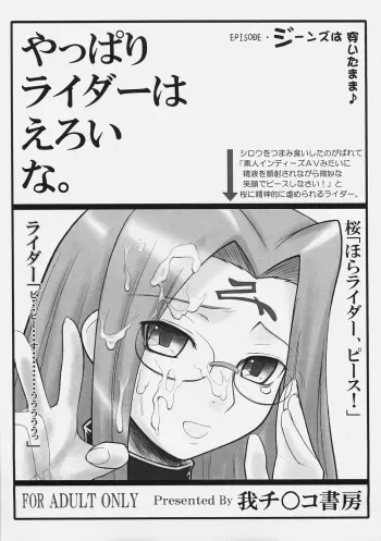 (C70) [Gachinko Shobou (Kobanya Koban)] Yappari Rider wa Eroi na. EPISODE Jeans wa Haita Mama (Fate/stay night) manga cover