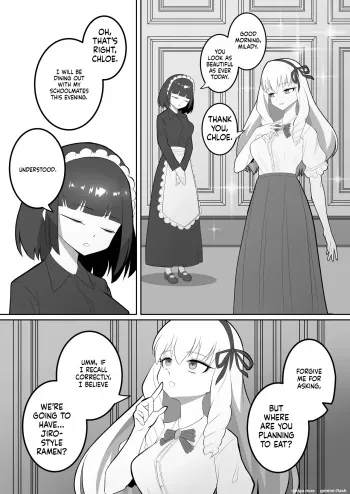 A young lady who gets really fat and her maid who goes crazy manga cover