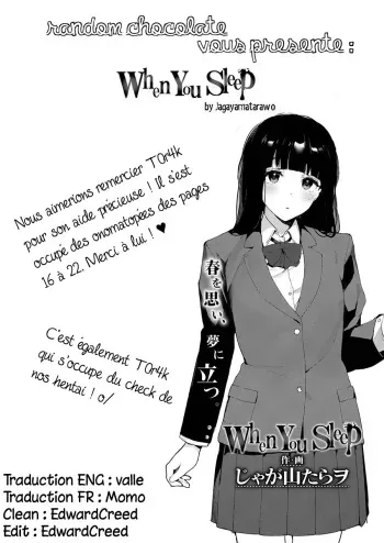 [Jagayamatarawo] When You Sleep | Quand tu dors (COMIC AOHA 2019 Natsu) [French] [RandomChocolate] [Digital] manga cover