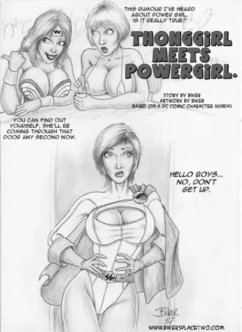 [Biker Bloke] Thong girl meets Power Girl manga cover