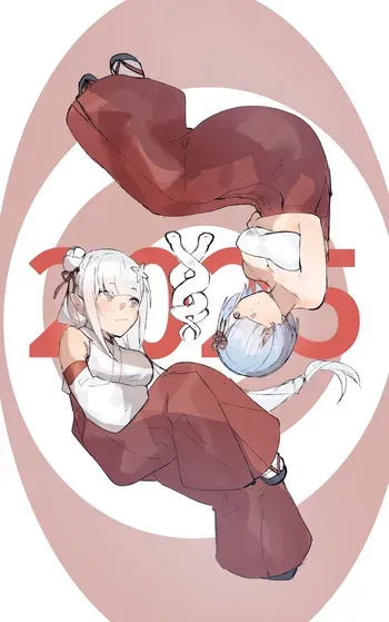 [Angel] Subaru x Emilia and Rem New Year 2025 (Re:Zero kara Hajimeru Isekai Seikatsu) manga cover