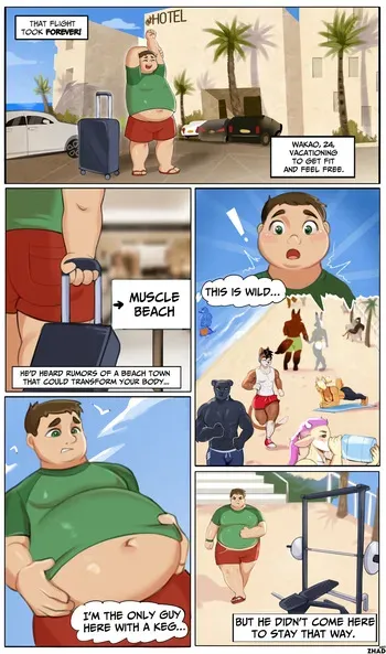 [Zhadart] Beef Beach: Wakao’s Transformation Vacation manga cover