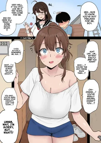[Yue] Mukashi Yoku Asonde kureta Kinjo no Kakkoii Onee-san ni 10-nen Mae no Yakusoku o Hatashite morai ni Iku Yatsu | Fulfilling a 10 Year Old Promise with the Cool Kid in the Neighborhood Who Used to Play with Me at the Park [English] [Colorized] manga cover