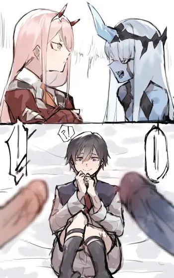 Zero Two and Zero One x Hiro futa manga cover