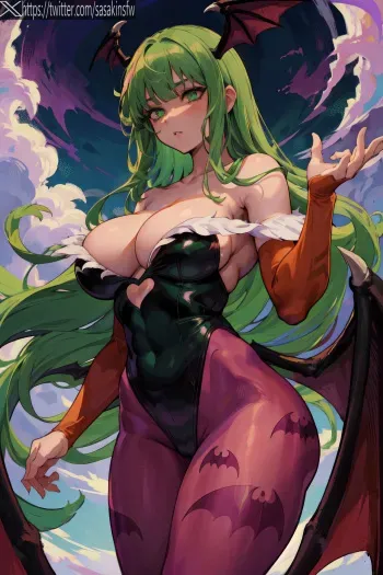 [sasakinsfw](ai generated) morrigan aesland manga cover