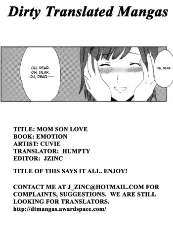 [Cuvie] Boshi Soushi Souai Soukan | Mom Son Love (Emotion) [English] [DirtyTranslations] manga cover