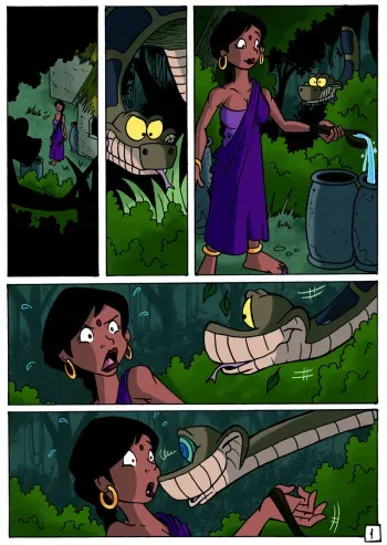 [JinksLizard] Kaa and Shanti (The Jungle Book) manga cover