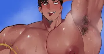 Skeb: A horny, big-breasted, delinquent straight guy shows his bow-legged stance and urinates (Pixiv Fanbox) manga cover