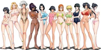 Bleach Girls Line-up Wallpaper - school uniform, stockings, swimsuits, yukata manga cover