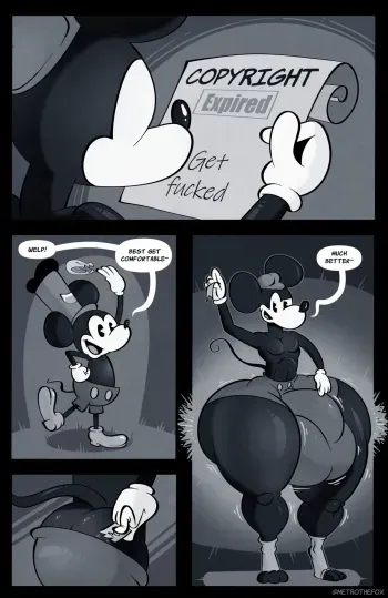 [MetroTheFox] Mickey and Ozwald in: Free Public Use (Black & White) manga cover