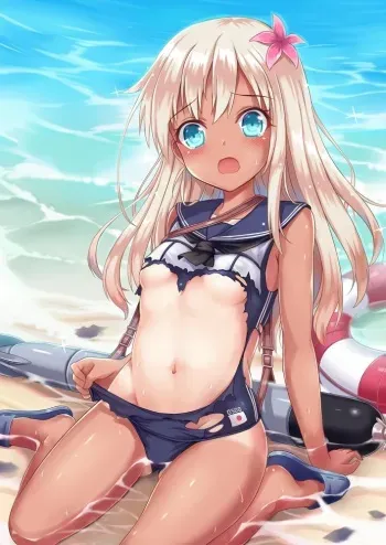 Young Girls in Ripped and Torn Swimsuits manga cover