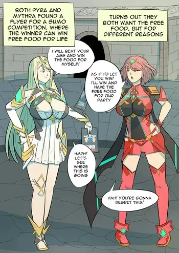 [ Cvetkanille ] Pyra and Mythra sumo competition manga cover