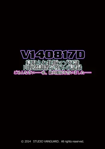 [Studio Vanguard (Twilight)] V140817D Netorare Mesubuta Maso Dorei Nikubenki Choukyou Kanochi no Kiroku Gomennasai...... Watashi, Zettai Fukujuu wo Chikai mashita...... manga cover