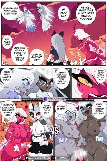 [Carliabot] Loona & Verosika Vs Emily & Sera (Helluva Boss//Hazbin Hotel) (Ongoing) manga cover