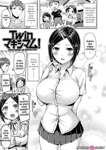 [Okumoto Yuuta] Twin Maximum! | Gemelas al Maximo! (Chichi Mamire) [Spanish] [Digital] [Decensored] [Harenchi no Fansub] manga cover