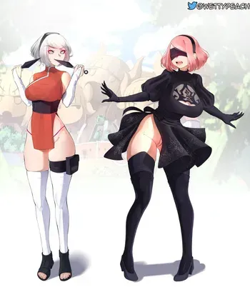 [Puri] Sakura and 2B change clothes! And... 9S is small... (Boruto, Nier Automata) manga cover