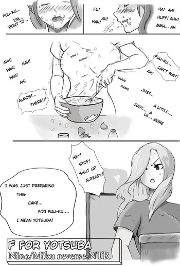 Nino puts Fuutarou to sleep and fucks him... Miku takes advantage. Reverse NTR [NyanshiKoki] manga cover