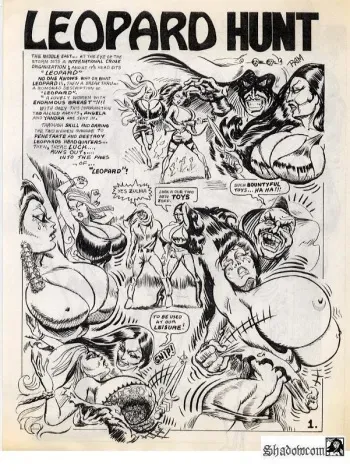 "Leopard Hunt" - Domination Big Bust comic-story (1970-th) manga cover