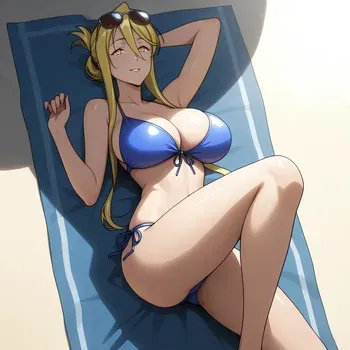 Shizuka Marikawa get hit on at the beach [AI Generated] [Mittoshura] manga cover