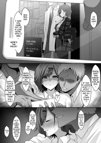 Madoka is threatened by being secretly filmed by a classmate when she comes out of love hotel with the Producer manga cover