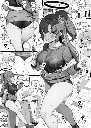 [Fuzume] Taisoufuku Yuuka ga Shota Sensei ni Futomomo Koki toka Shirikoki toka o Segamareru Manga (Blue Archive) (English) manga cover