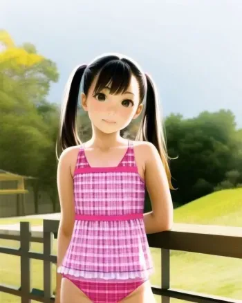 AI generated loli in swimsuit manga cover