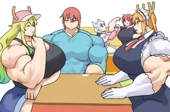 [Musctonk] Tohru & Kobayashi + extra girls manga cover
