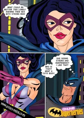 Hungry Huntress and horny Batman meet for hot sex manga cover