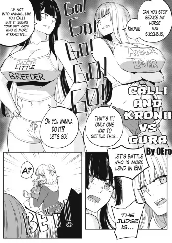 Calli & Kronii vs Gura manga cover