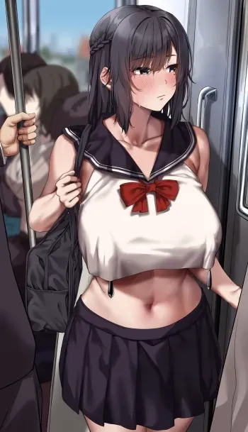 [弱電波]電車で夏服 ボディペイント露出 manga cover