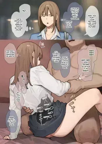 A creepy old man who looks different from his photo shows up and ends up cumming inside a gyaru manga cover