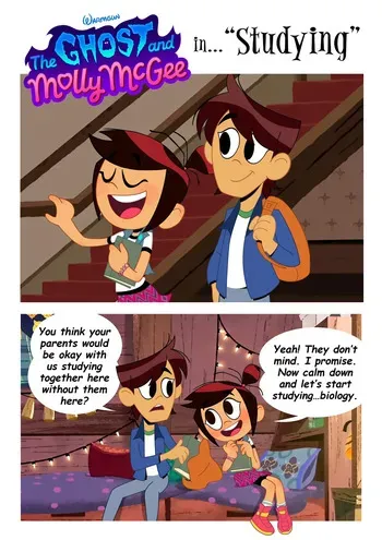 [Lester] Molly and Ollie in "Studying" (The Ghost and Molly McGee) (Ongoing) manga cover